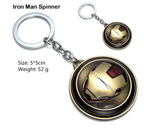 IronMan Marvel Superhero Red _ Gold Spinner Metal Keychain